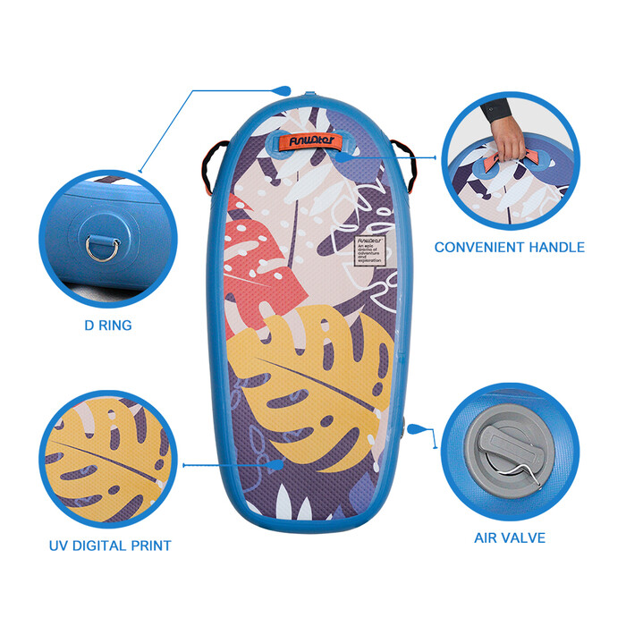 Bodyboard pentru paddleboard gonflabil pentru copii - frunze albastre